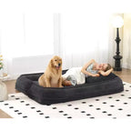 Grand pouf poire lit pour humain et chien avec 5 positions réglables, canapé 2-en-1 en chenille extra paresseux pour vous et vos animaux de compagnie