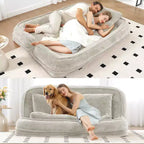 Okak Large Loveseat Floor Bean Bag Human Dog Bed with 5 Adjustable Position,Extra Lazy Chenille 2-in-1 Couch for You & Pets