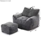 Fauteuil canapé pouf de sol en velours côtelé moelleux moderne avec accoudoirs et repose-pieds, chaise longue paresseuse pour salon, chambre à coucher