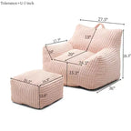 Fauteuil canapé pouf de sol en velours côtelé moelleux moderne avec accoudoirs et repose-pieds, chaise longue paresseuse pour salon, chambre à coucher