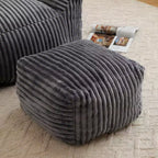 Fauteuil canapé pouf de sol en velours côtelé moelleux moderne avec accoudoirs et repose-pieds, chaise longue paresseuse pour salon, chambre à coucher
