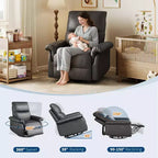 Fauteuil inclinable manuel, fauteuil inclinable, pivotant à 360 degrés, avec accoudoirs rembourrés, pour salon