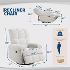 Fauteuil inclinable manuel, fauteuil inclinable, pivotant à 360 degrés, avec accoudoirs rembourrés, pour salon