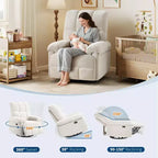 Fauteuil inclinable manuel, fauteuil inclinable, pivotant à 360 degrés, avec accoudoirs rembourrés, pour salon