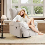 Fauteuil inclinable manuel, fauteuil inclinable, pivotant à 360 degrés, avec accoudoirs rembourrés, pour salon