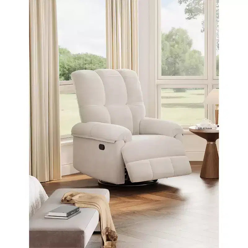 Fauteuil inclinable manuel, fauteuil inclinable, pivotant à 360 degrés, avec accoudoirs rembourrés, pour salon