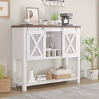 Meuble Buffet de Rangement, Meuble Bar à Café, Table Console avec Portes Coulissantes Type Grange, Table d'Entrée avec Étagère de Rangement et Porte-Bouteilles