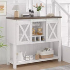 Meuble Buffet de Rangement, Meuble Bar à Café, Table Console avec Portes Coulissantes Type Grange, Table d'Entrée avec Étagère de Rangement et Porte-Bouteilles