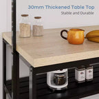 Îlot de cuisine de 42/47 pouces avec rangement et sièges - Étagère à boulanger à 3 niveaux, support pour micro-ondes, table à manger pour 4 personnes, 5 crochets et capacité de 22,7 kg