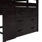 Lit mezzanine bas avec rangement pour enfants, lit mezzanine en bois taille jumeau avec armoire et étagère pour filles garçons