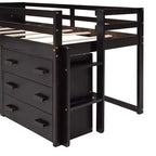 Lit mezzanine bas avec rangement pour enfants, lit mezzanine en bois taille jumeau avec armoire et étagère pour filles garçons