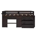 Lit mezzanine bas avec rangement pour enfants, lit mezzanine en bois taille jumeau avec armoire et étagère pour filles garçons