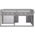 Lit mezzanine bas avec rangement pour enfants, lit mezzanine en bois taille jumeau avec armoire et étagère pour filles garçons