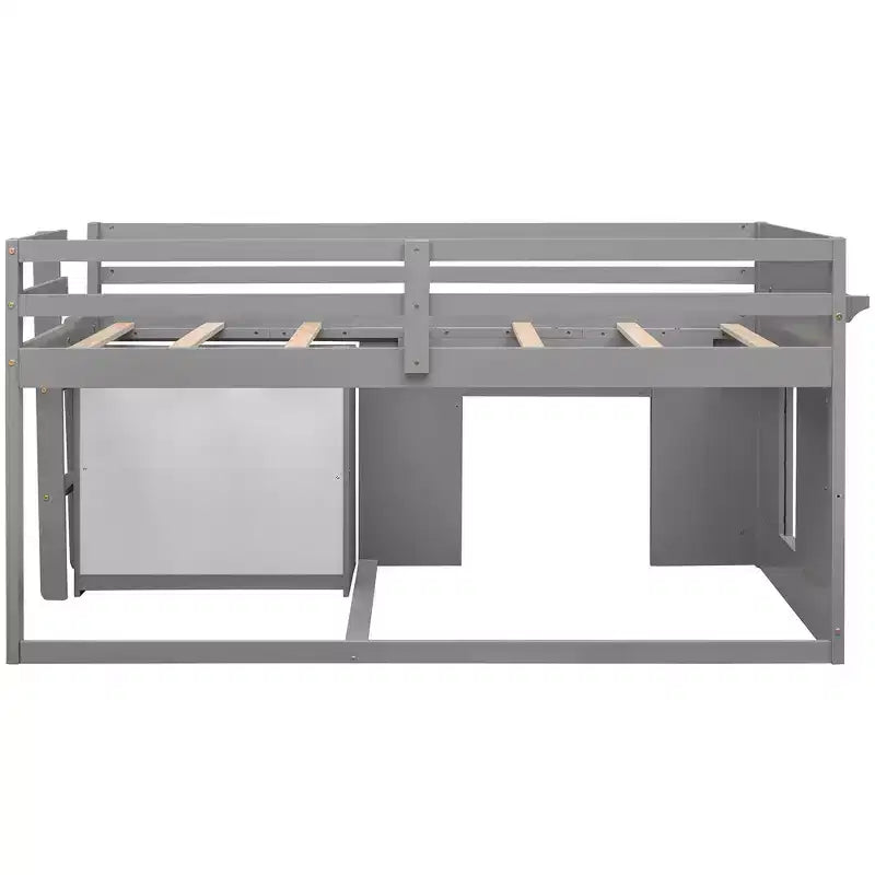 Lit mezzanine bas avec rangement pour enfants, lit mezzanine en bois taille jumeau avec armoire et étagère pour filles garçons