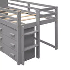 Lit mezzanine bas avec rangement pour enfants, lit mezzanine en bois taille jumeau avec armoire et étagère pour filles garçons