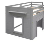 Lit mezzanine bas avec rangement pour enfants, lit mezzanine en bois taille jumeau avec armoire et étagère pour filles garçons