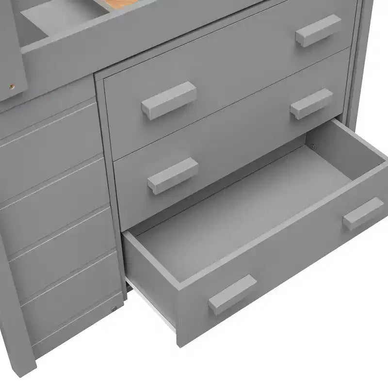 Lit mezzanine bas avec rangement pour enfants, lit mezzanine en bois taille jumeau avec armoire et étagère pour filles garçons
