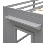 Lit mezzanine bas avec rangement pour enfants, lit mezzanine en bois taille jumeau avec armoire et étagère pour filles garçons