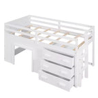 Lit mezzanine bas avec rangement pour enfants, lit mezzanine en bois taille jumeau avec armoire et étagère pour filles garçons