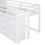Lit mezzanine bas avec rangement pour enfants, lit mezzanine en bois taille jumeau avec armoire et étagère pour filles garçons