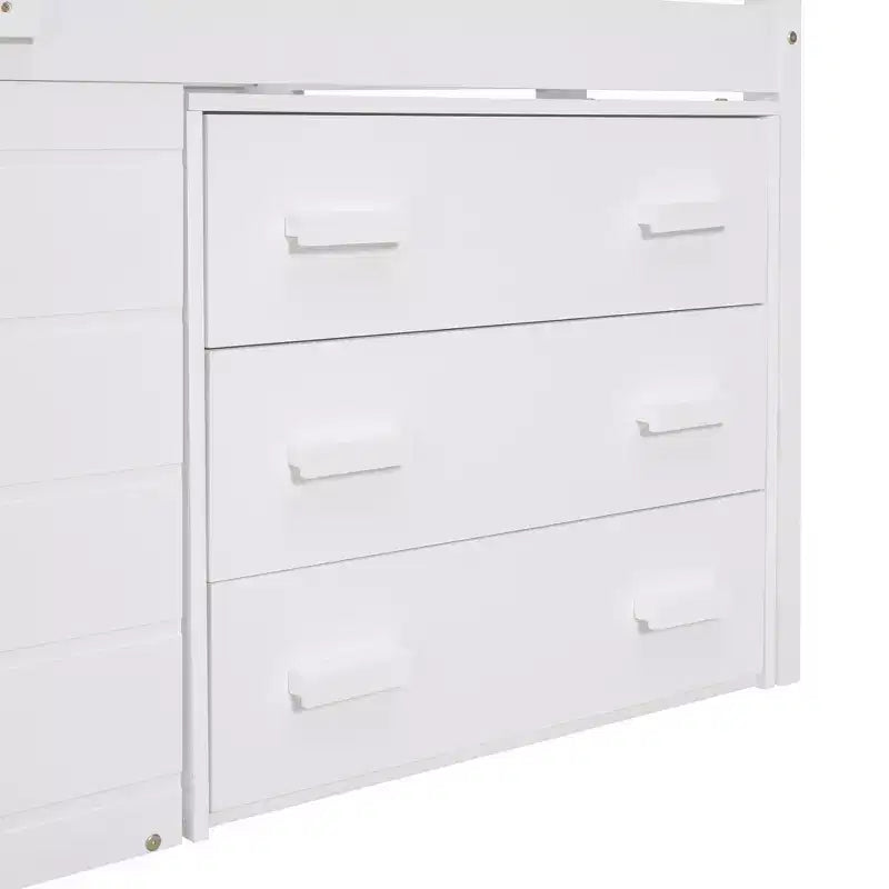 Lit mezzanine bas avec rangement pour enfants, lit mezzanine en bois taille jumeau avec armoire et étagère pour filles garçons