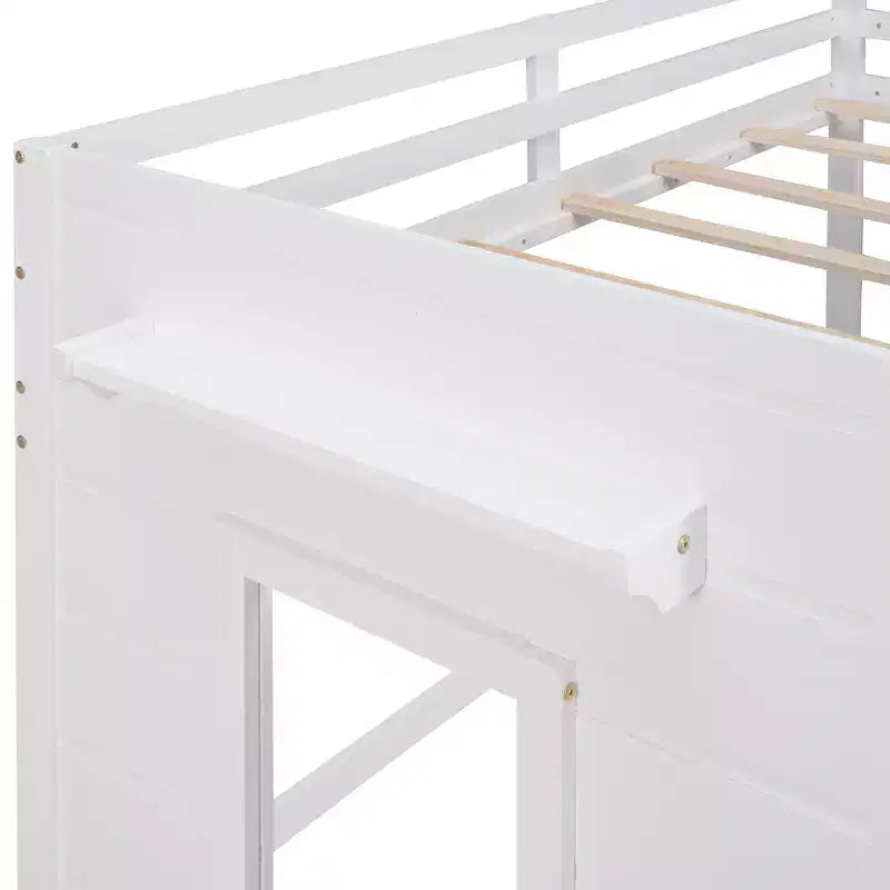 Lit mezzanine bas avec rangement pour enfants, lit mezzanine en bois taille jumeau avec armoire et étagère pour filles garçons