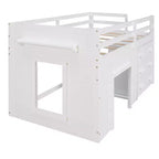 Lit mezzanine bas avec rangement pour enfants, lit mezzanine en bois taille jumeau avec armoire et étagère pour filles garçons