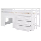 Lit mezzanine bas avec rangement pour enfants, lit mezzanine en bois taille jumeau avec armoire et étagère pour filles garçons