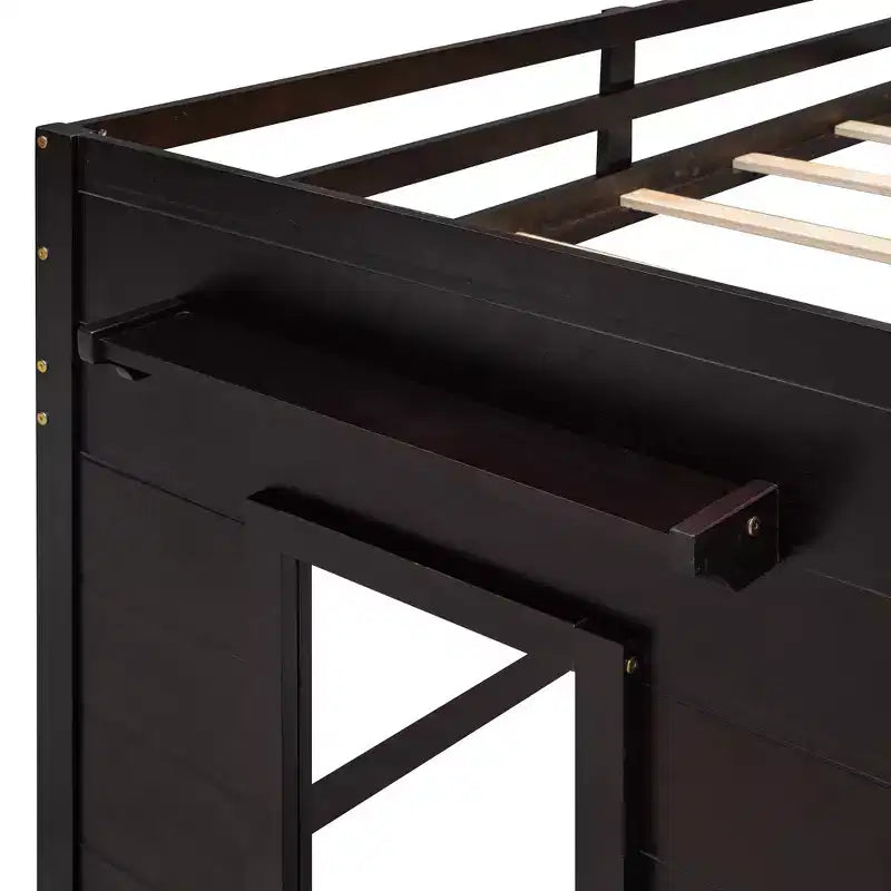 Lit mezzanine bas avec rangement pour enfants, lit mezzanine en bois taille jumeau avec armoire et étagère pour filles garçons