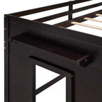 Lit mezzanine bas avec rangement pour enfants, lit mezzanine en bois taille jumeau avec armoire et étagère pour filles garçons