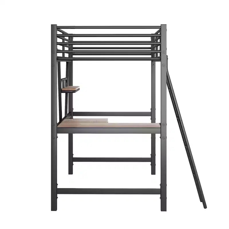 Lit mezzanine en métal pour enfants et adolescents, cadre de lit mezzanine haut avec petite étagère