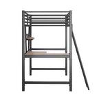 Lit mezzanine en métal pour enfants et adolescents, cadre de lit mezzanine haut avec petite étagère