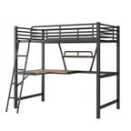 Lit mezzanine en métal pour enfants et adolescents, cadre de lit mezzanine haut avec petite étagère