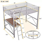 Lit mezzanine en métal pour enfants et adolescents, cadre de lit mezzanine haut avec petite étagère