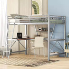 Lit mezzanine en métal pour enfants et adolescents, cadre de lit mezzanine haut avec petite étagère