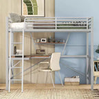 Lit mezzanine en métal pour enfants et adolescents, cadre de lit mezzanine haut avec petite étagère