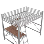 Lit mezzanine en métal pour enfants et adolescents, cadre de lit mezzanine haut avec petite étagère
