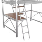 Lit mezzanine en métal pour enfants et adolescents, cadre de lit mezzanine haut avec petite étagère