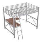 Lit mezzanine en métal pour enfants et adolescents, cadre de lit mezzanine haut avec petite étagère