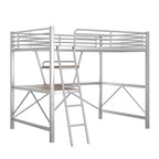Lit mezzanine en métal pour enfants et adolescents, cadre de lit mezzanine haut avec petite étagère