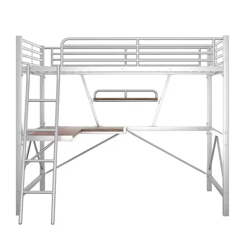 Lit mezzanine en métal pour enfants et adolescents, cadre de lit mezzanine haut avec petite étagère