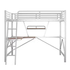 Lit mezzanine en métal pour enfants et adolescents, cadre de lit mezzanine haut avec petite étagère