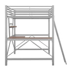 Lit mezzanine en métal pour enfants et adolescents, cadre de lit mezzanine haut avec petite étagère