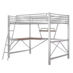 Lit mezzanine en métal pour enfants et adolescents, cadre de lit mezzanine haut avec petite étagère