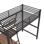 Lit mezzanine en métal pour enfants et adolescents, cadre de lit mezzanine haut avec petite étagère