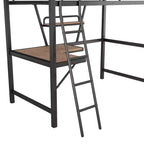 Lit mezzanine en métal pour enfants et adolescents, cadre de lit mezzanine haut avec petite étagère