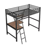 Lit mezzanine en métal pour enfants et adolescents, cadre de lit mezzanine haut avec petite étagère