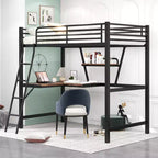 Metal Twin Size Loft Bed with Desk for Kids Teens, Hight Twin Loft Bed Frame with Small Shelf