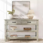 Coolmee Entryway Table, Console Table with 2 Storage Drawers, 3 Tier Farmhouse Wooden Sofa Table, Hallway Tables for Entryway, Living Room