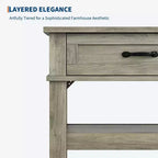 Table d'entrée, Console avec 2 tiroirs de rangement, Table de canapé rustique à 3 niveaux, Tables de couloir pour entrée, salon